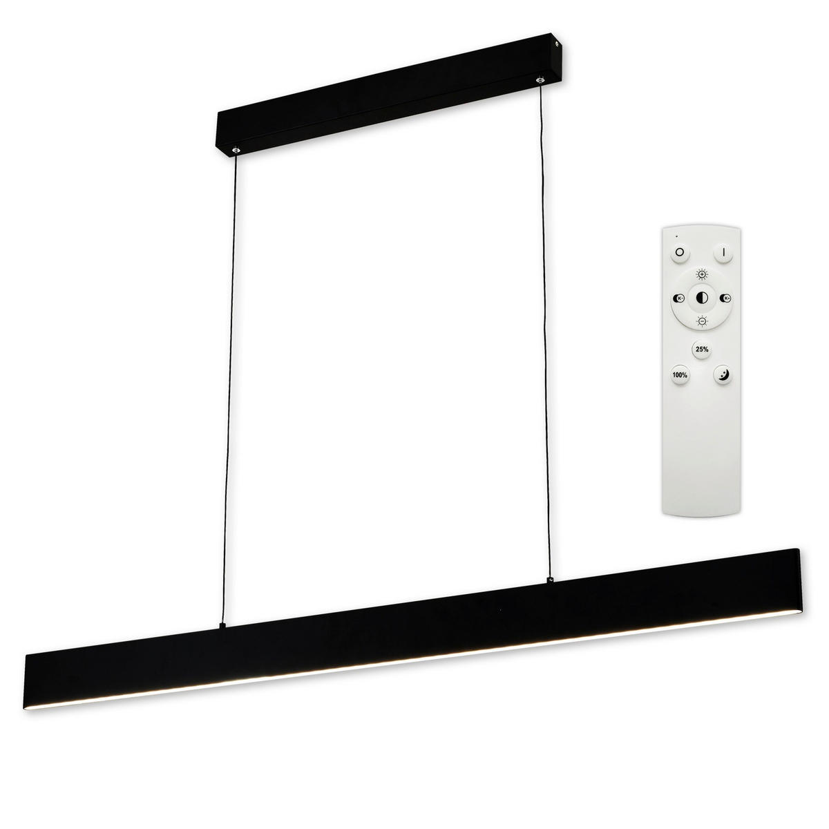 ZÁVESNÉ LED SVIETIDLO,  118/120/1.5 cm - čierna, Basics, kov (118/120/1.5cm)