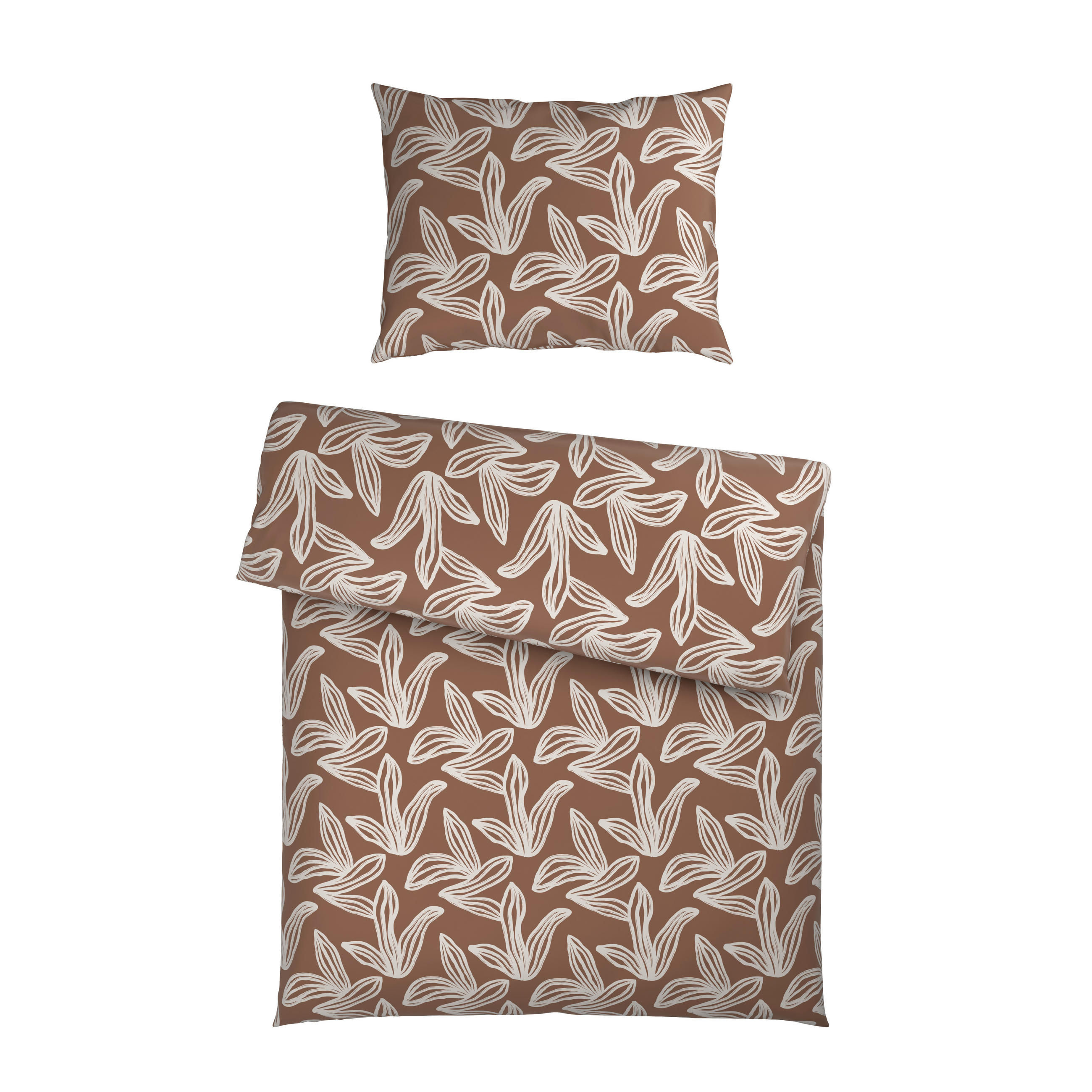 POVLEČENÍ satén hnědá, vícebarevná, bílá 140/200 cm - bílá/vícebarevná, Konvenční, textil (140/200cm) - Esposa