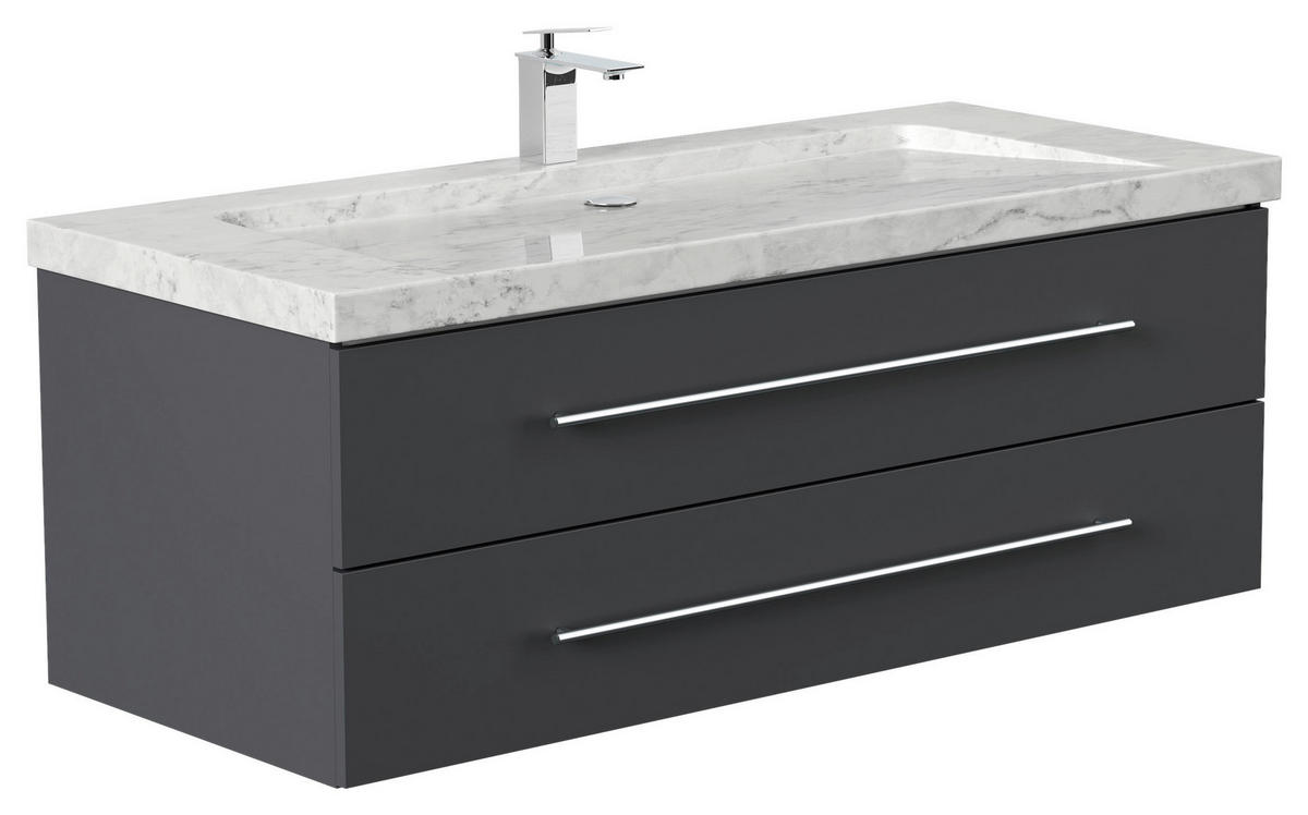 WASCHTISCHKOMBI 130 cm  - Graphitfarben, Basics, Holzwerkstoff/Stein (130cm) - MID.YOU