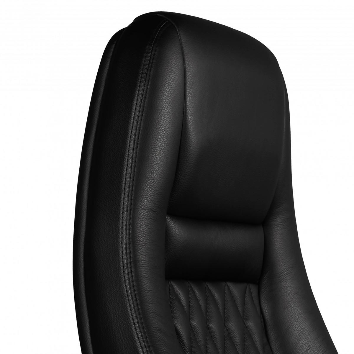 CHEFSESSEL  in Lederlook Schwarz  - Alufarben/Schwarz, Modern, Leder/Kunststoff (68/130/68cm) - MID.YOU