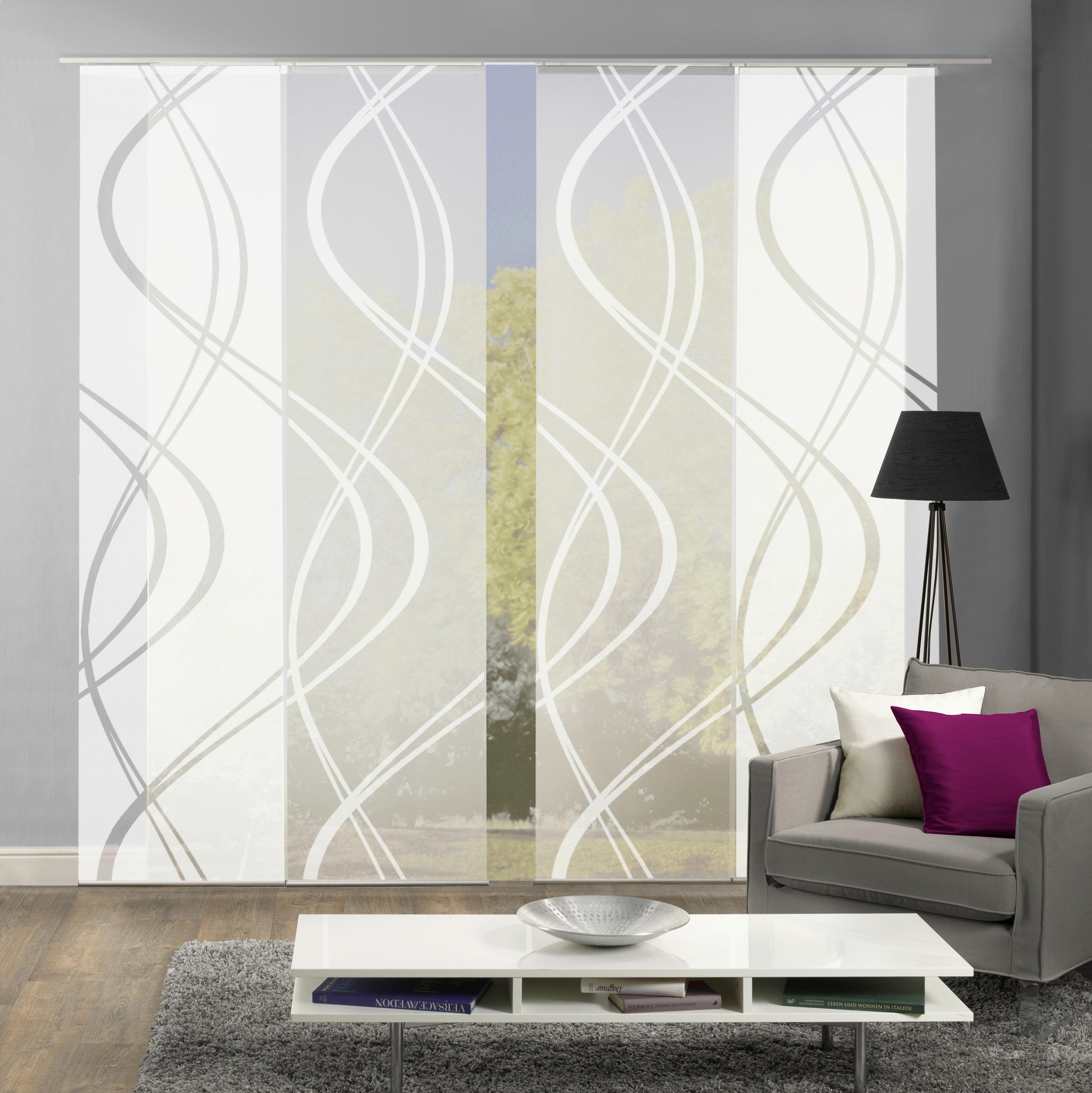 FLÄCHENVORHANG TIBERIO, 4-TLG.  4 Stück  halbtransparent   60/245 cm  - Weiß, MODERN, Textil (60/245cm)