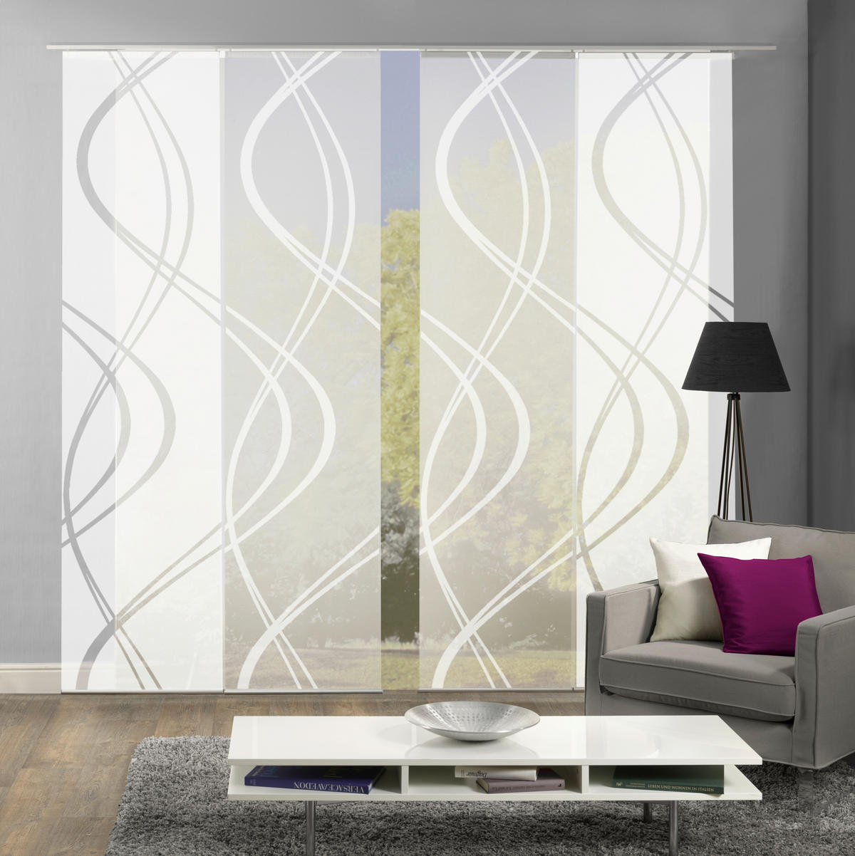 FLÄCHENVORHANG TIBERIO, 4-TLG.  4 Stück  halbtransparent   60/245 cm  - Weiß, MODERN, Textil (60/245cm)