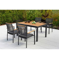 GARTENTISCHGRUPPE  - Graphitfarben/Naturfarben, KONVENTIONELL, Kunststoff/Textil - Gardenson