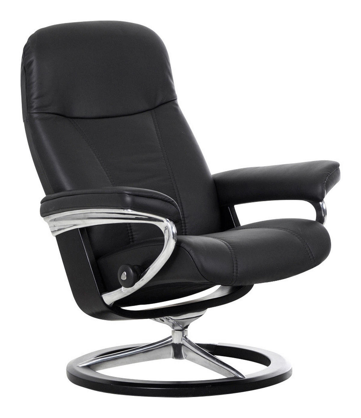 RELAXSESSEL CONSUL in Leder Schwarz  - Schwarz, Natur, Leder/Holz (82/102/72cm) - Stressless
