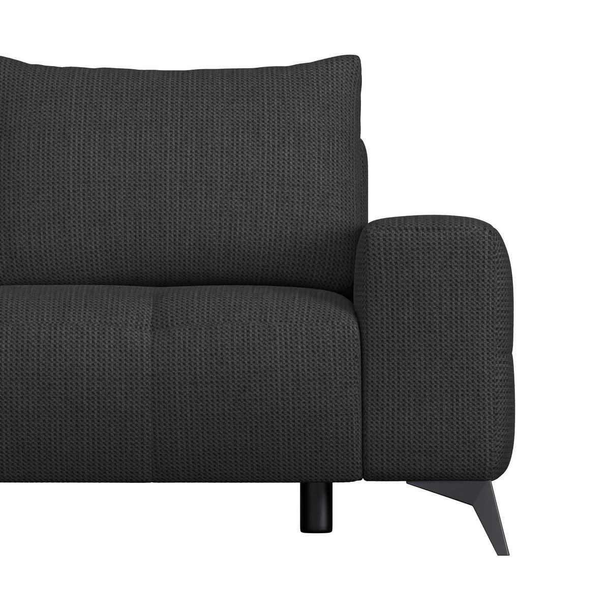 ECKSOFA MAURO Schwarz Flachgewebe  - Schwarz, Trend, Textil/Metall (175/290cm) - MID.YOU