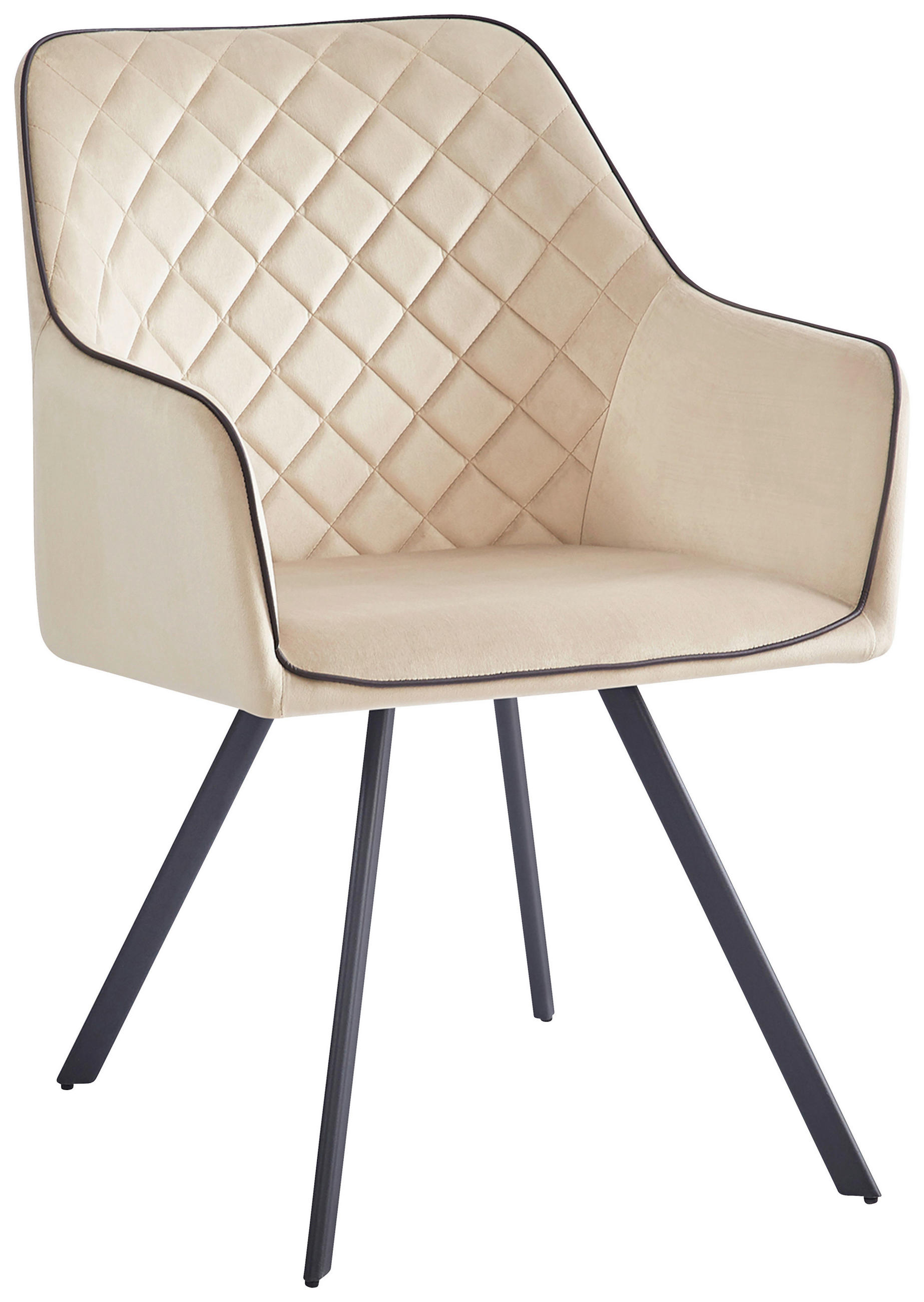 STOLIČKA S PODRÚČKAMI, zamat, béžová - sivá/béžová, Modern, kov/textil (58/85/64,5cm) - MID.YOU