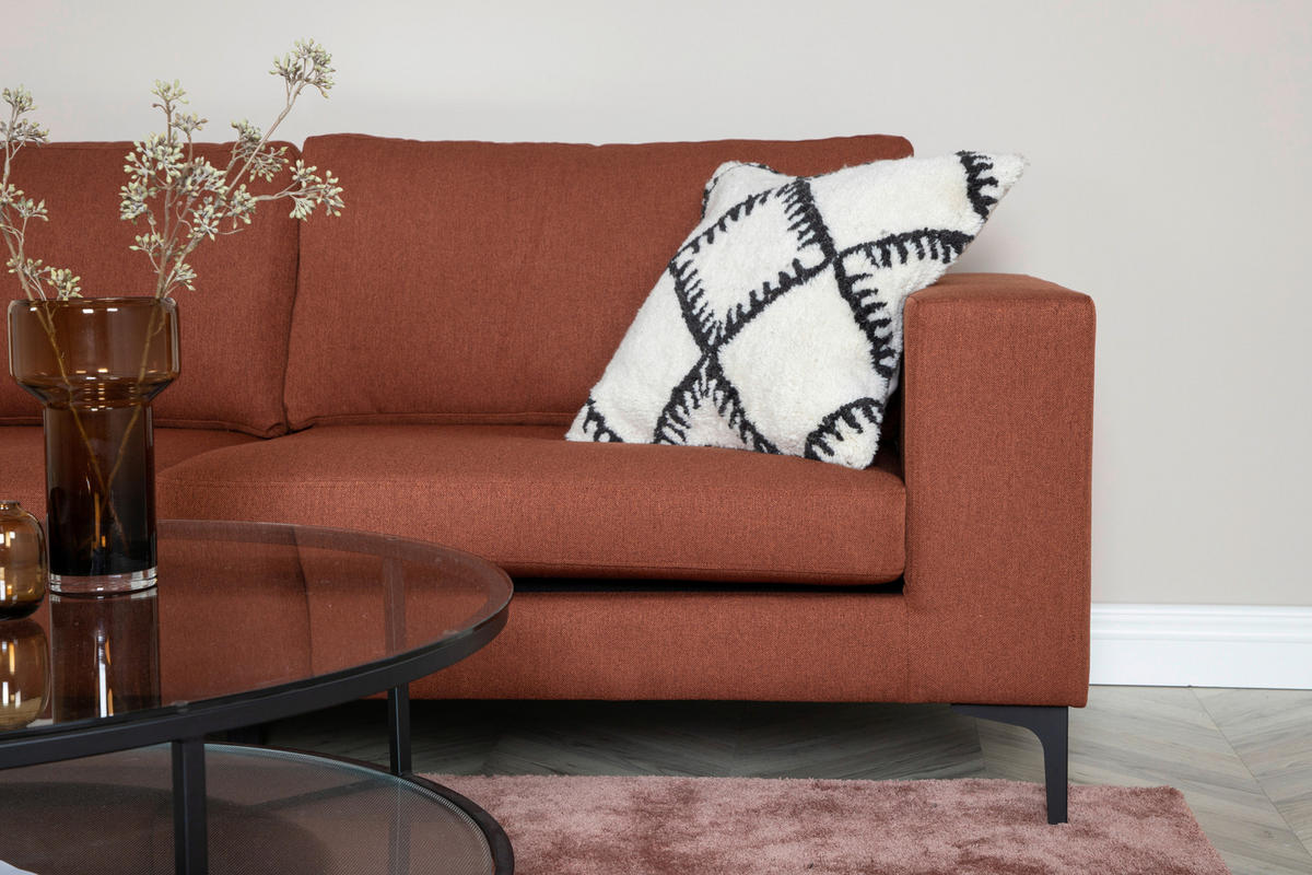 2-SITZER-SOFA Schwarz, Rostfarben  - Rostfarben/Schwarz, Design, Kunststoff/Textil (215/84/88cm) - Livetastic