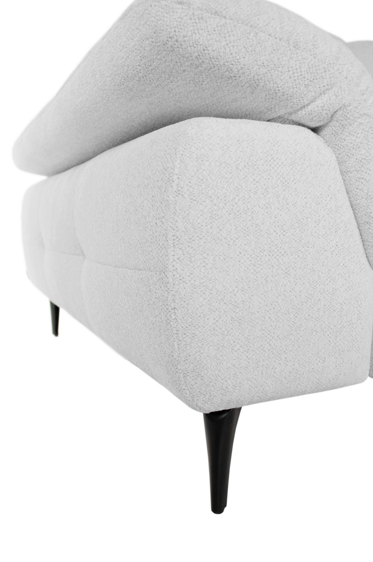 ECKSOFA ALMA in Chenille Hellgrau  285/191 cm  - Hellgrau/Schwarz, Design, Textil/Metall (285/191cm) - Livetastic