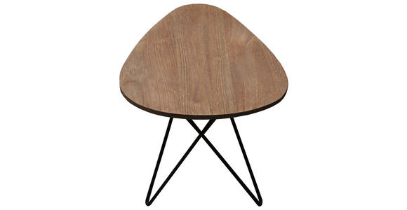 BEISTELLTISCHSET Mindiholz massiv Schwarz, Teakfarben  - Schwarz/Teakfarben, LIFESTYLE, Holz/Metall (40-50/45-55/36-45cm) - Landscape