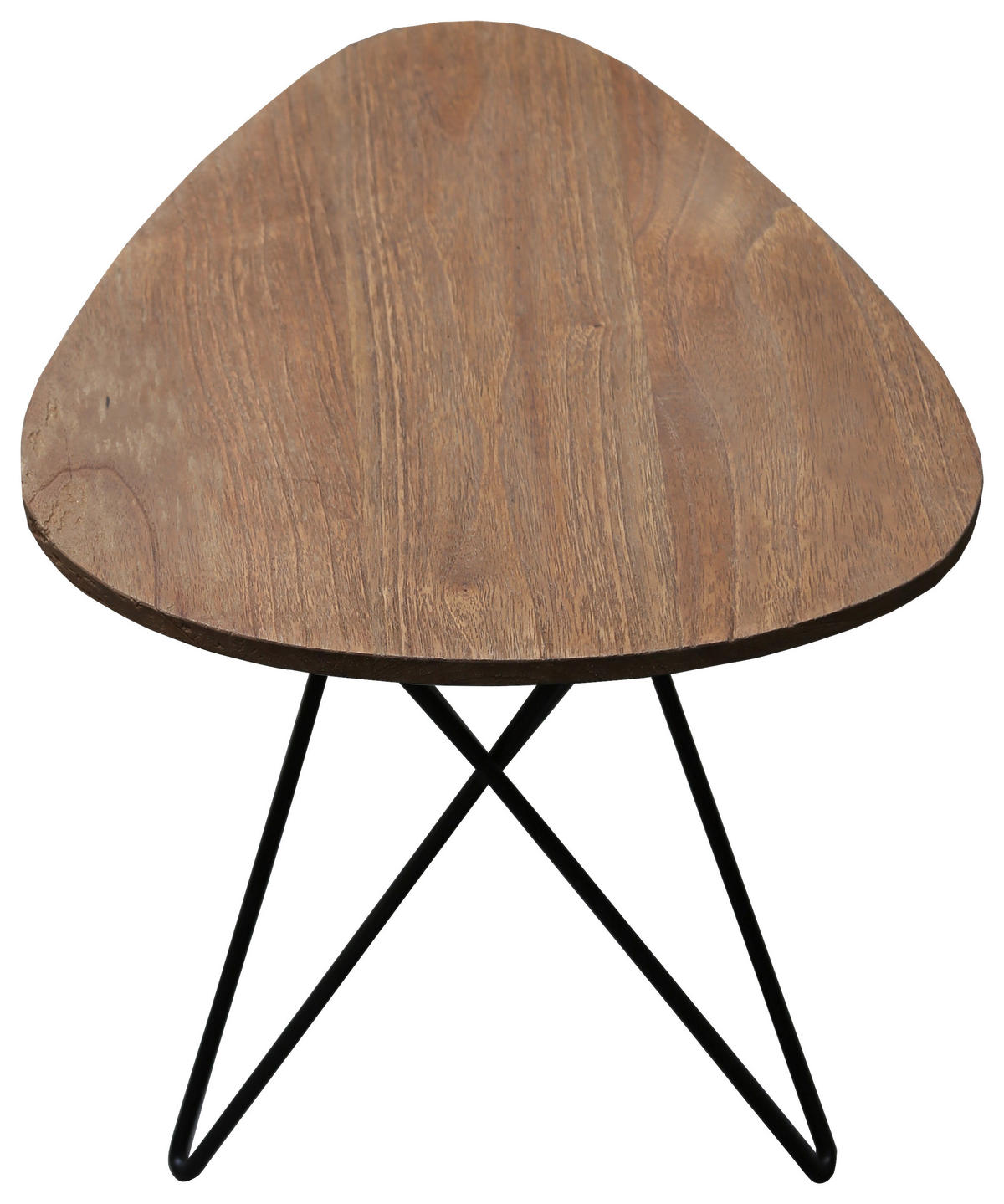 BEISTELLTISCHSET Mindiholz massiv Schwarz, Teakfarben  - Schwarz/Teakfarben, LIFESTYLE, Holz/Metall (40-50/45-55/36-45cm) - Landscape