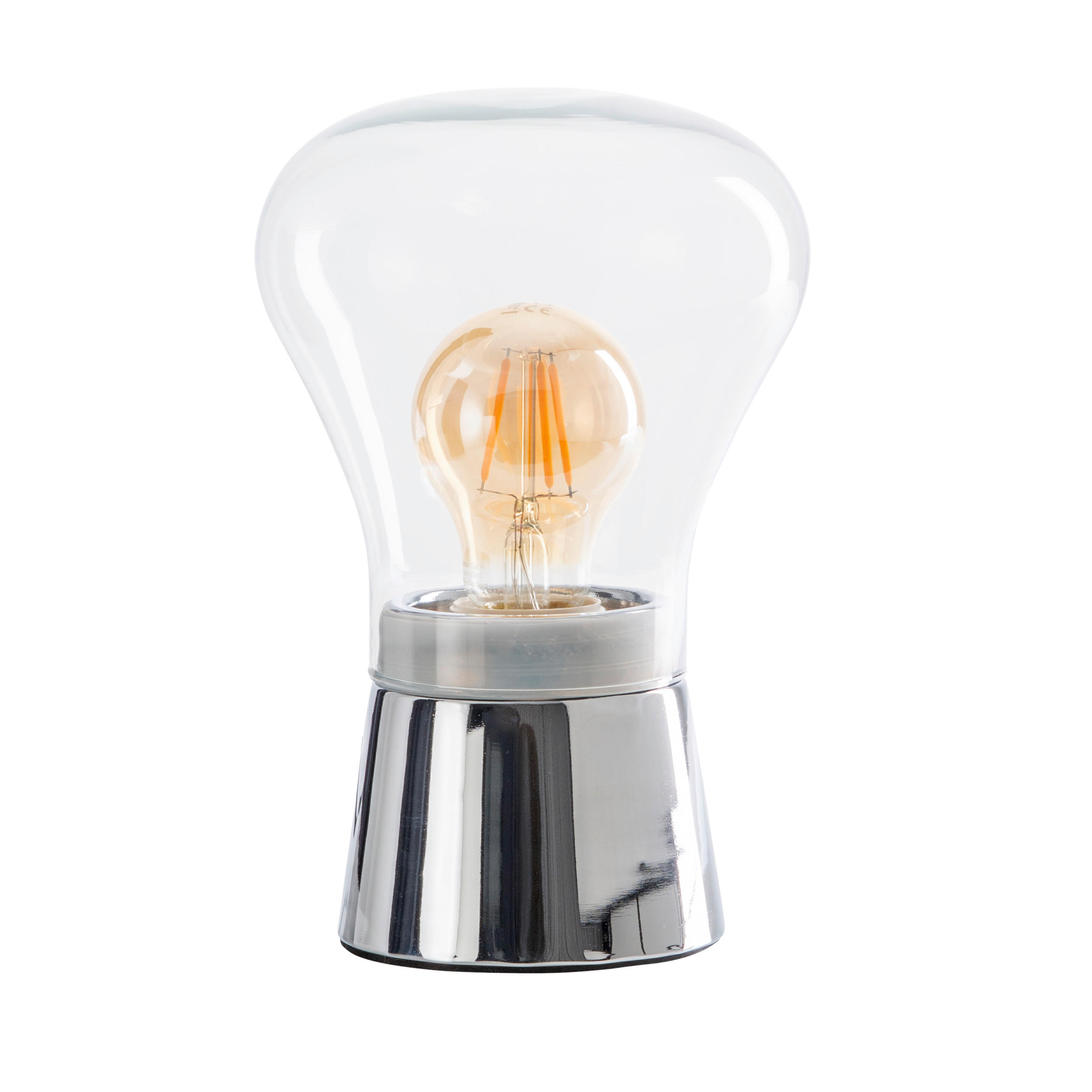 TISCHLEUCHTE KERRY 14/21 cm   - Klar/Chromfarben, Design, Glas/Metall (14/21cm) - Näve
