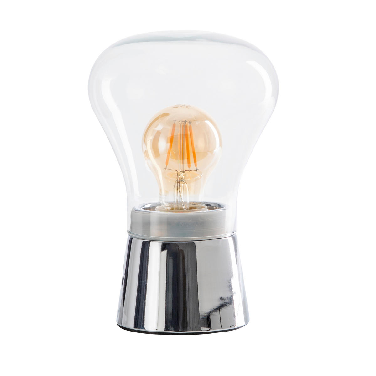 TISCHLEUCHTE KERRY 14/21 cm   - Klar/Chromfarben, Design, Glas/Metall (14/21cm) - Näve