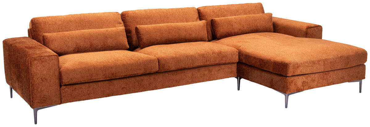 SOFFA i chenille kopparfärgad  - stålfärgad/kopparfärgad, Klassisk, metall/trä (360/80/190cm) - Welnova