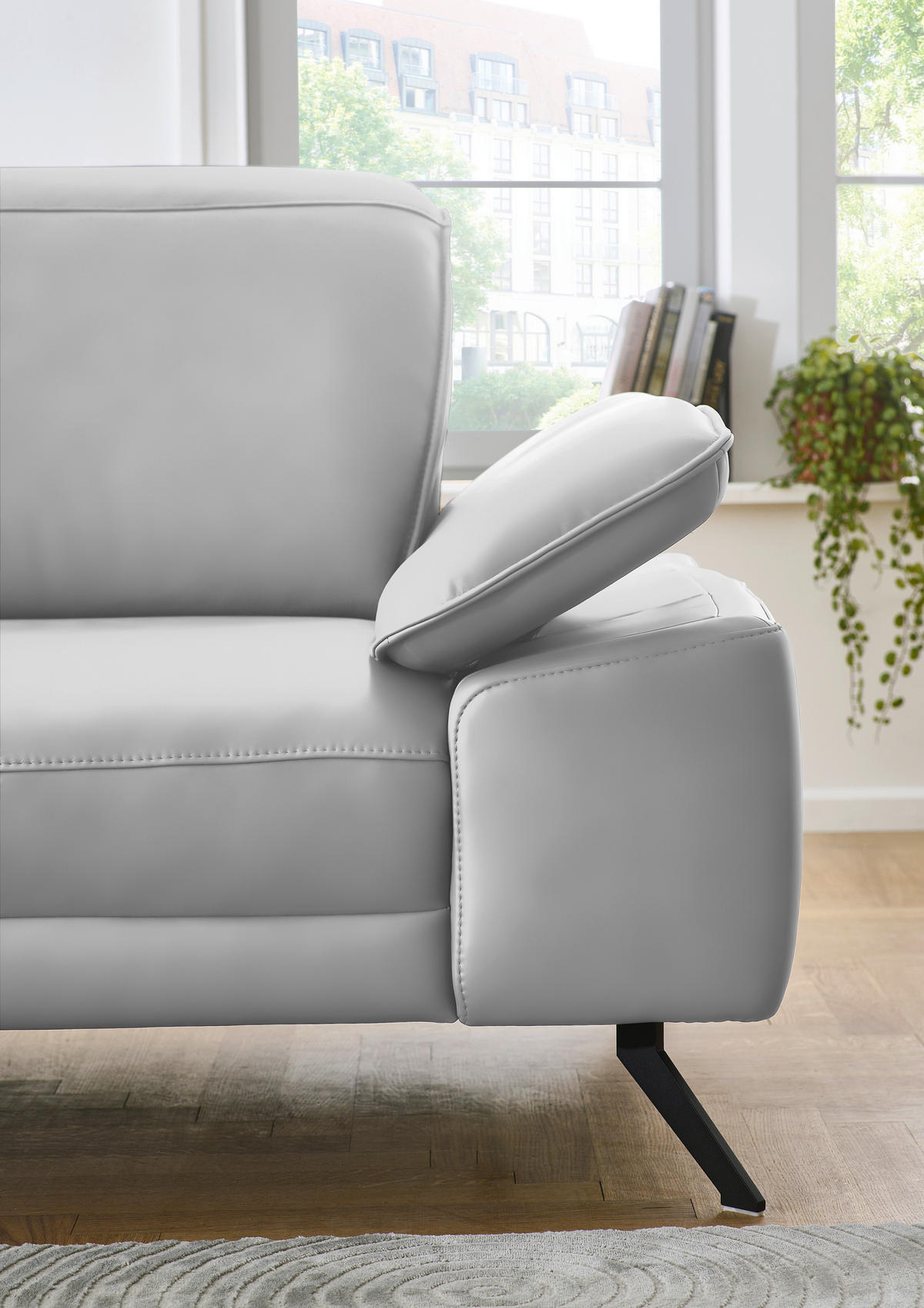 ECKSOFA in Echtleder Weiss  - Weiss/Schwarz, Design, Leder/Metall (193/332cm) - Dieter Knoll