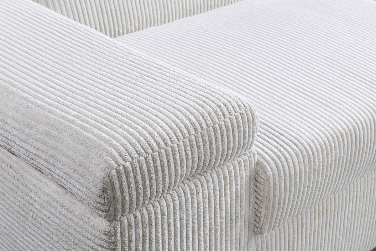 ECKSOFA LARS I Creme Cord  - Chromfarben/Creme, Design, Kunststoff/Textil (264/215cm) - Livetastic