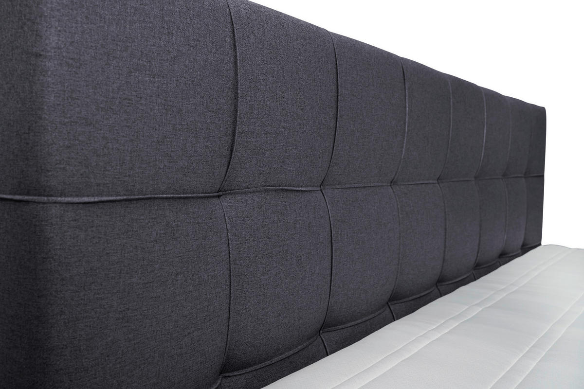 BOXSPRINGBETT 180/200 cm  in Schwarz  - Alufarben/Schwarz, KONVENTIONELL, Kunststoff/Textil (180/200cm) - Carryhome