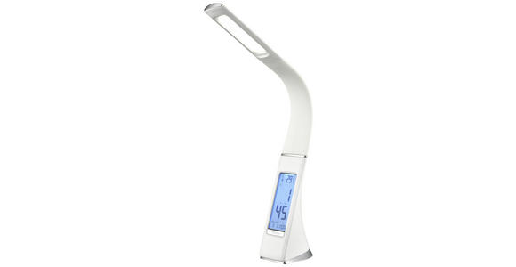 Led Schreibtischlampe Uschi Weiß mit Flexarm + LED-Anzeige - Weiß, MODERN, Kunststoff (50cm) - Luca Bessoni