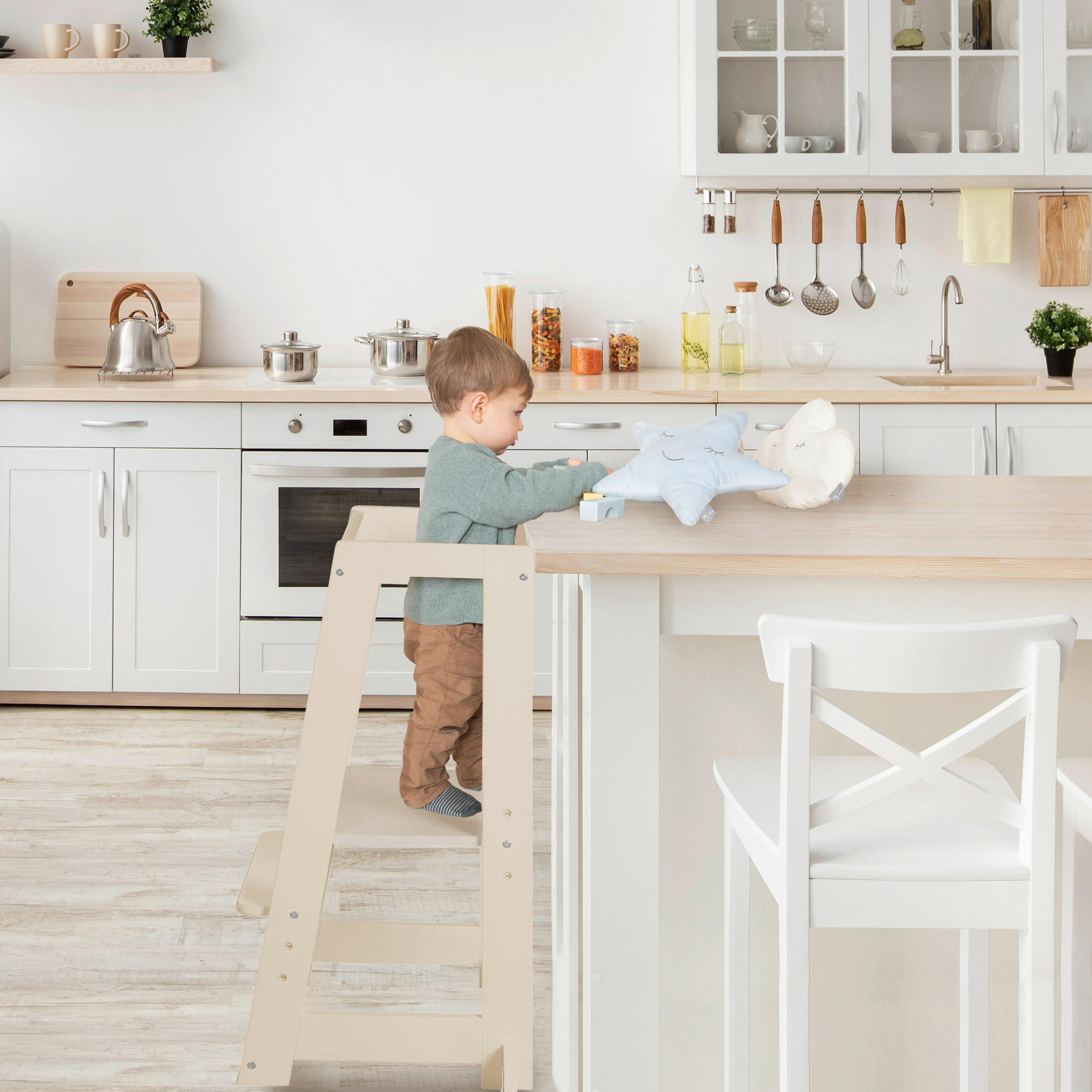 LERNTURM Monti Step  - Kaschmir, Basics, Holzwerkstoff (39,5/88/42cm) - Roba