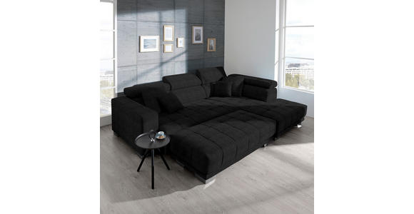 ECKSOFA in Mikrofaser Graphitfarben  - Chromfarben/Graphitfarben, Design, Textil/Metall (301/207cm) - Xora