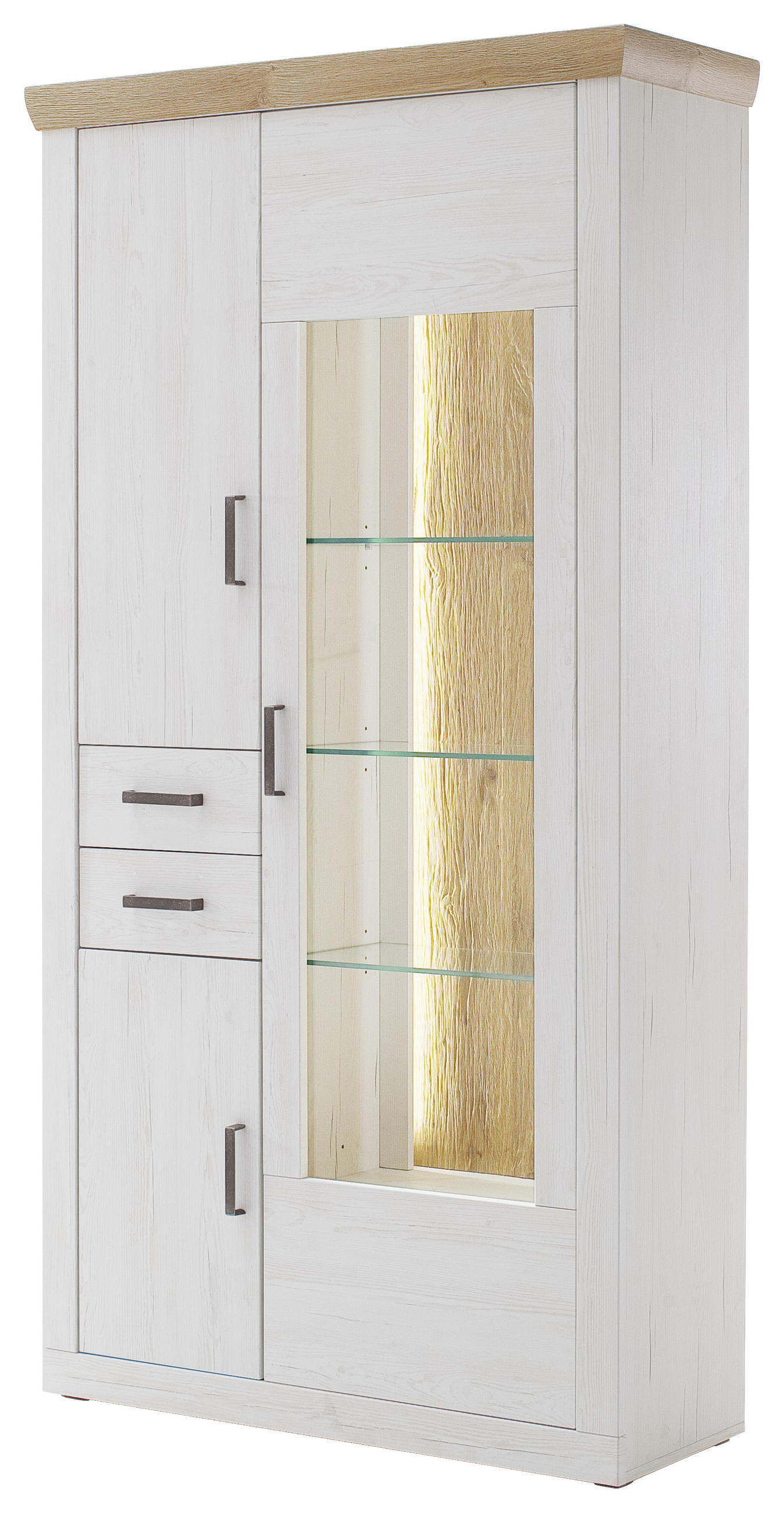 VITRINE  in Eichefarben, Pinienfarben - Eichefarben/Graphitfarben, Design, Glas/Holzwerkstoff (106/205/40cm) - MID.YOU