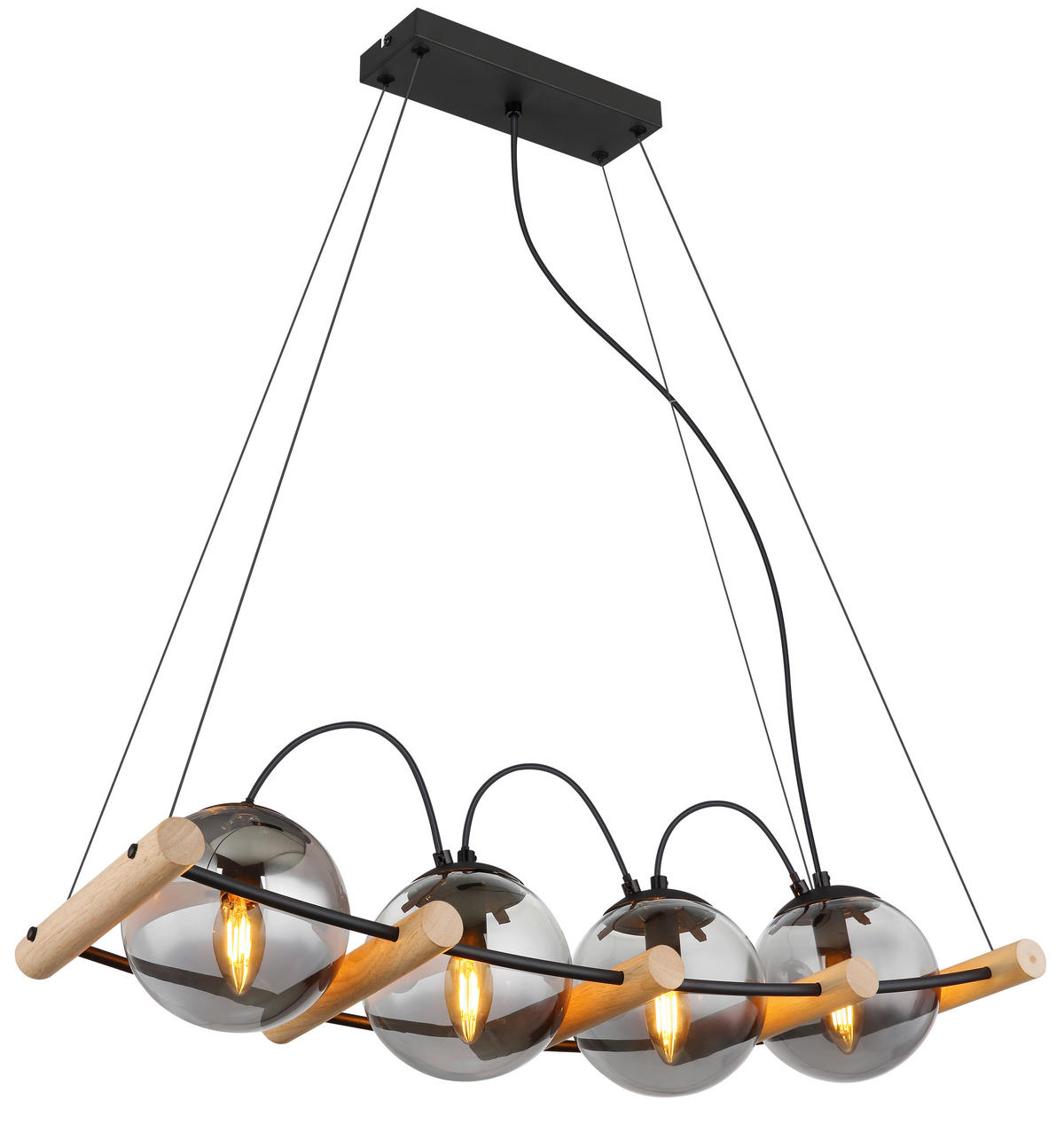 FÜGGŐLÁMPA 75/22/120 cm  - natúr/fekete, Design, Üveg/fém (75/22/120cm) - Globo