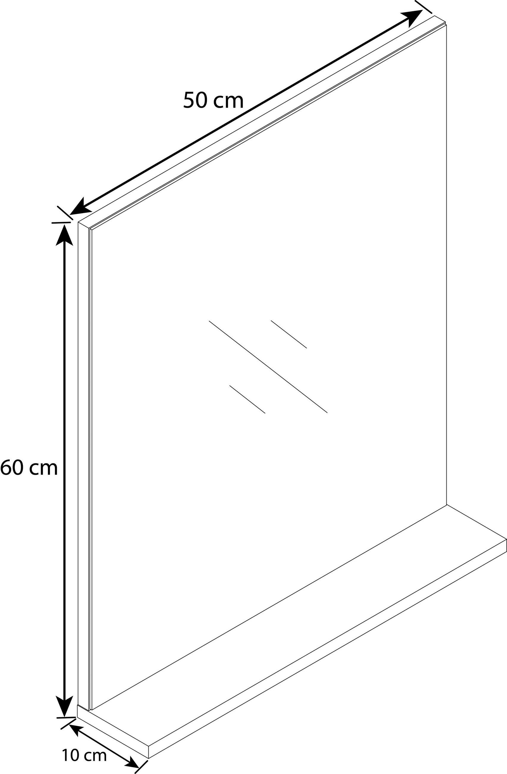 Thumbnail - Mid.you Wandspiegel VCM Landos, Anthrazit, Weiß, Holzwerkstoff, rechteckig, 50x60x2 cm, Ablage, Spiegel, Wandspiegel