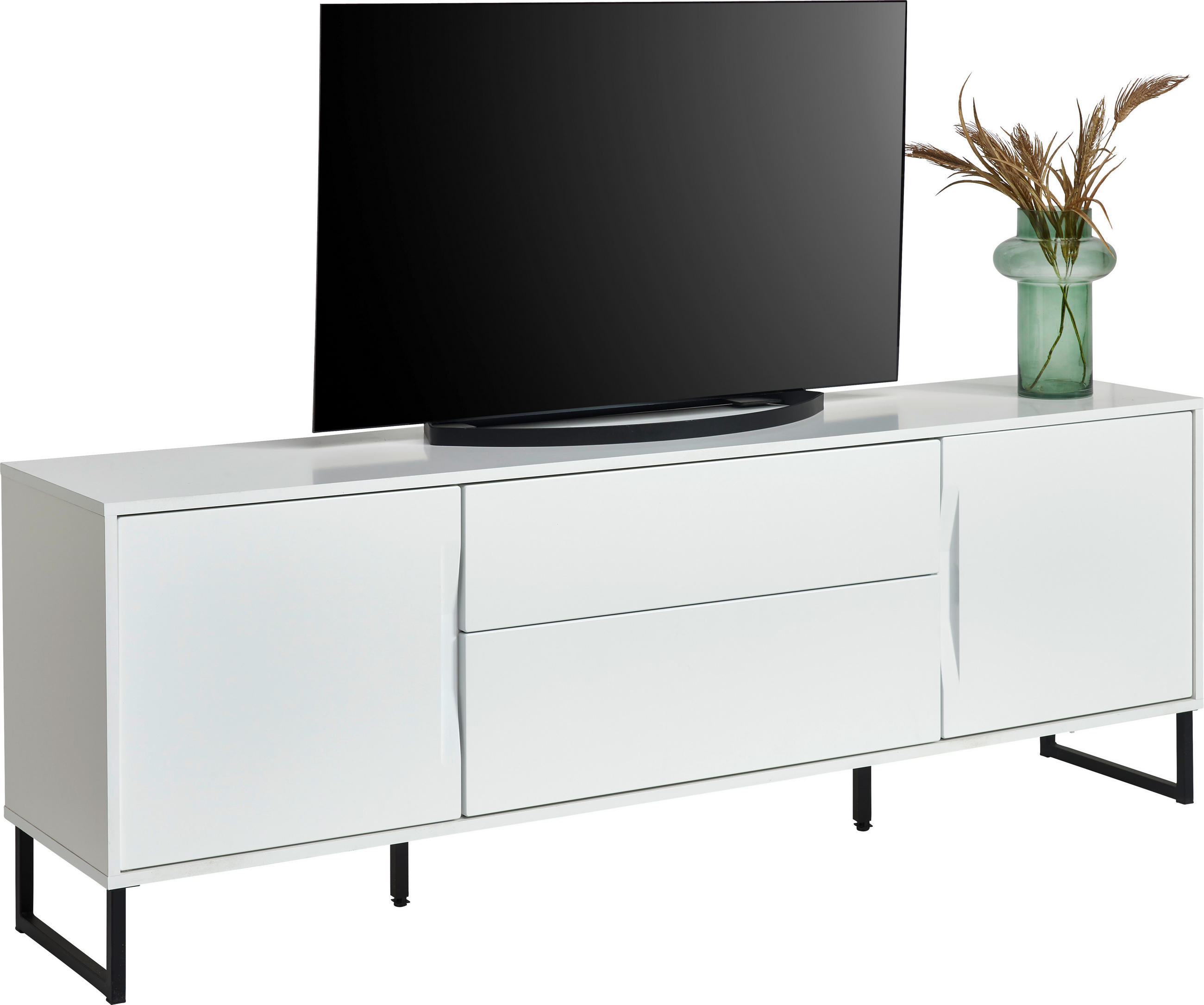 LOWBOARD  in 180/59/38 cm  - Schwarz/Weiß, KONVENTIONELL, Holzwerkstoff/Metall (180/59/38cm) - Hom`in