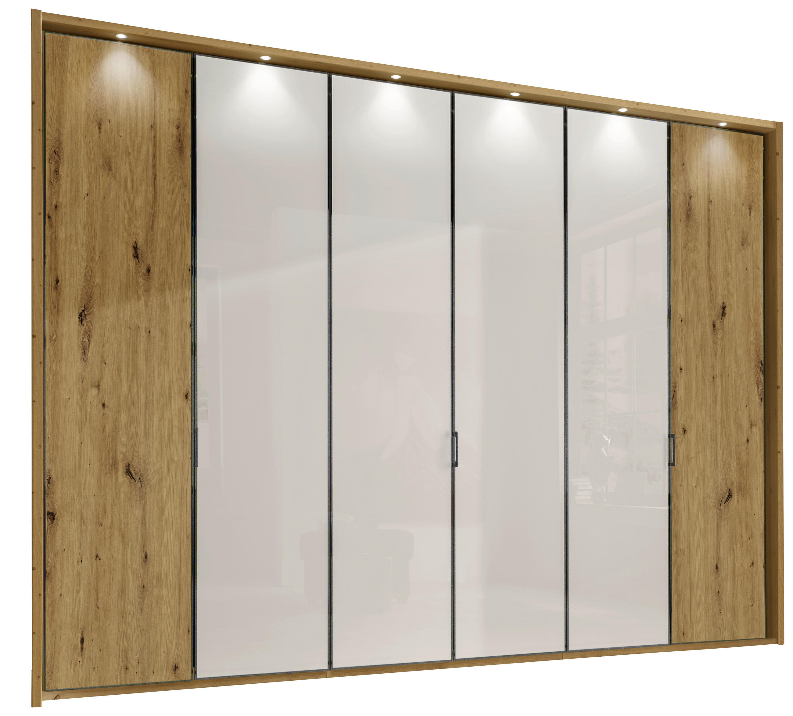 Dulap Cu Uși Rotative, 300/216/58 cm,  - stejar Bianco/antracit, Konventionell (300/216/58cm) - Xora