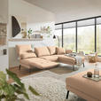 ECKSOFA  in Flachgewebe Lachsfarben Armteilverstellung, Relaxfunktion, Drehsitzfunktion  255-365/175-224 cm  - Schwarz/Lachsfarben, Design, Textil/Metall (255-365/175-224cm) - Dieter Knoll