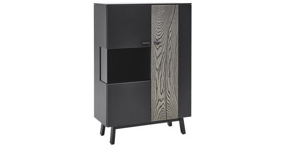 HIGHBOARD 97,5/144/41,2 cm - Edelstahlfarben/Eichefarben, MODERN, Glas/Holz (97,5/144/41,2cm) - Dieter Knoll