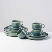 KAFFEESERVICE TIEFER SEE 12-teilig  - Blau/Grün, Basics, Keramik - Gipfelstück