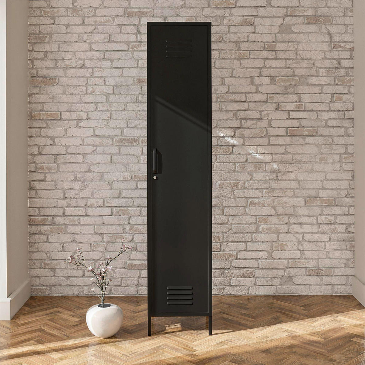 GARDEROBENSCHRANK Mission District  in 38/185/40 cm  - Schwarz, Design, Metall (38/185/40cm) - MID.YOU