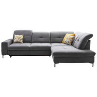 ECKSOFA in Chenille Grau  310/240 cm  - Schwarz/Grau, Design, Textil/Metall (310/240cm) - Xora
