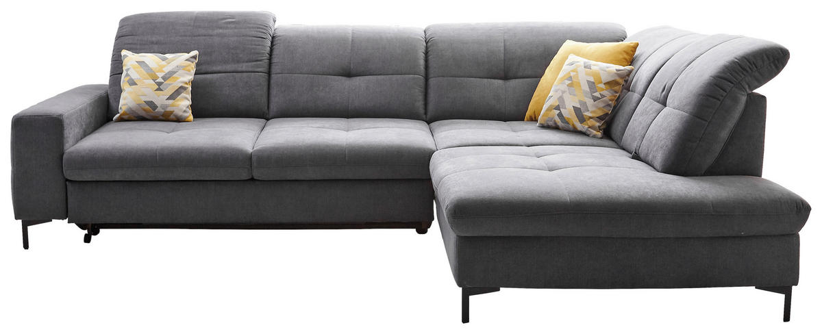 ECKSOFA in Chenille Grau  310/240 cm  - Schwarz/Grau, Design, Textil/Metall (310/240cm) - Xora