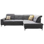 ECKSOFA in Chenille Grau  310/240 cm  - Schwarz/Grau, Design, Textil/Metall (310/240cm) - Xora