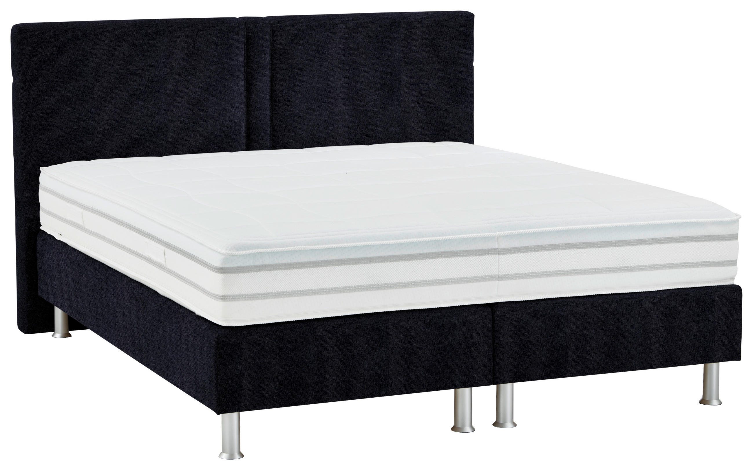 BOXSPRINGBETT 180/200 cm  in Schwarz  - Alufarben/Schwarz, Design, Kunststoff/Textil (180/200cm) - Beldomo - Sleep