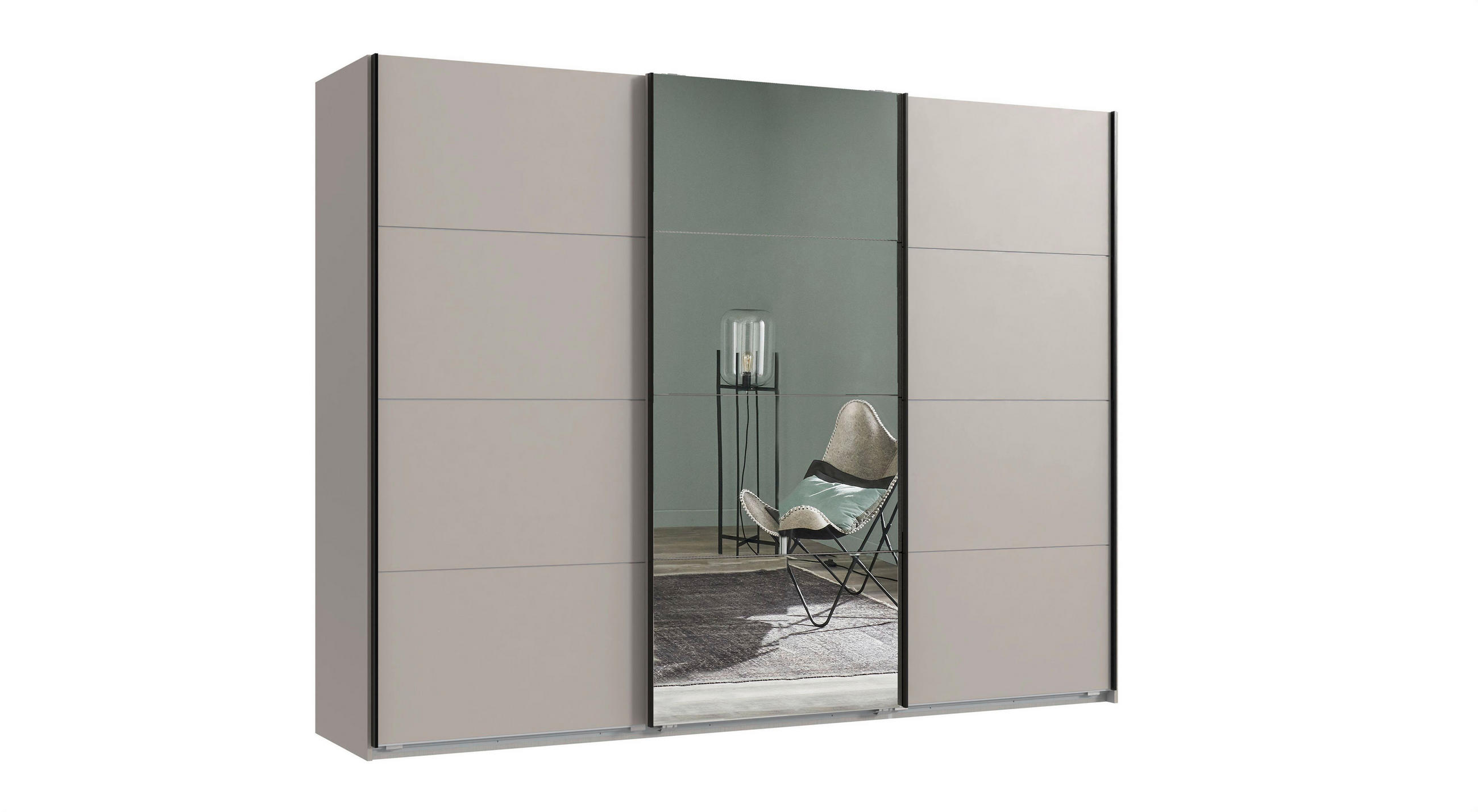 OMARA Z DRSNIMI VRATI, bela  - bela, Moderno, steklo/leseni material (313/236/65cm) - Carryhome
