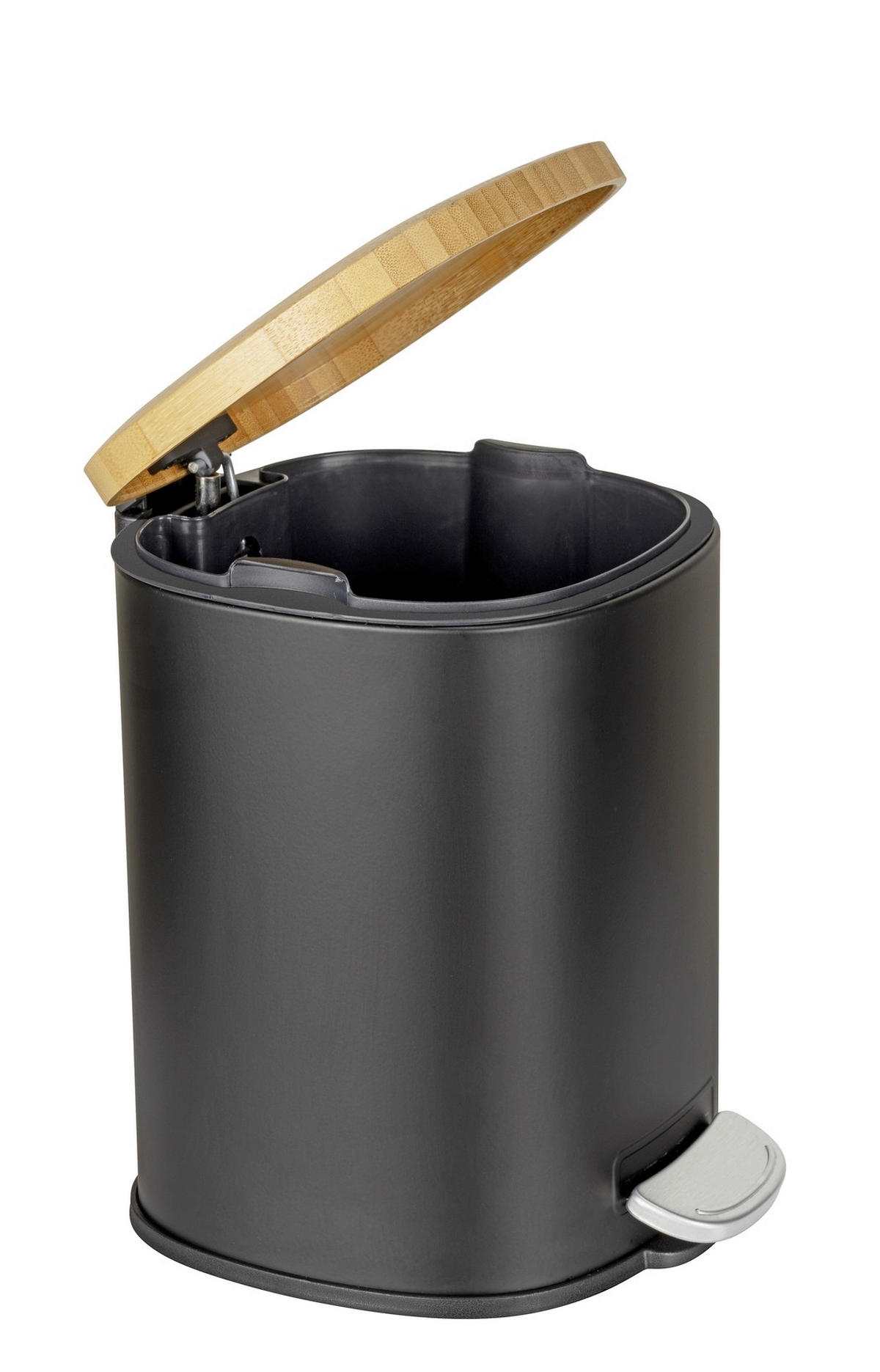 PEDÁLOS SZEMETES 3 l  - fekete, Basics, műanyag/fa (17/23,5/21cm) - Wenko