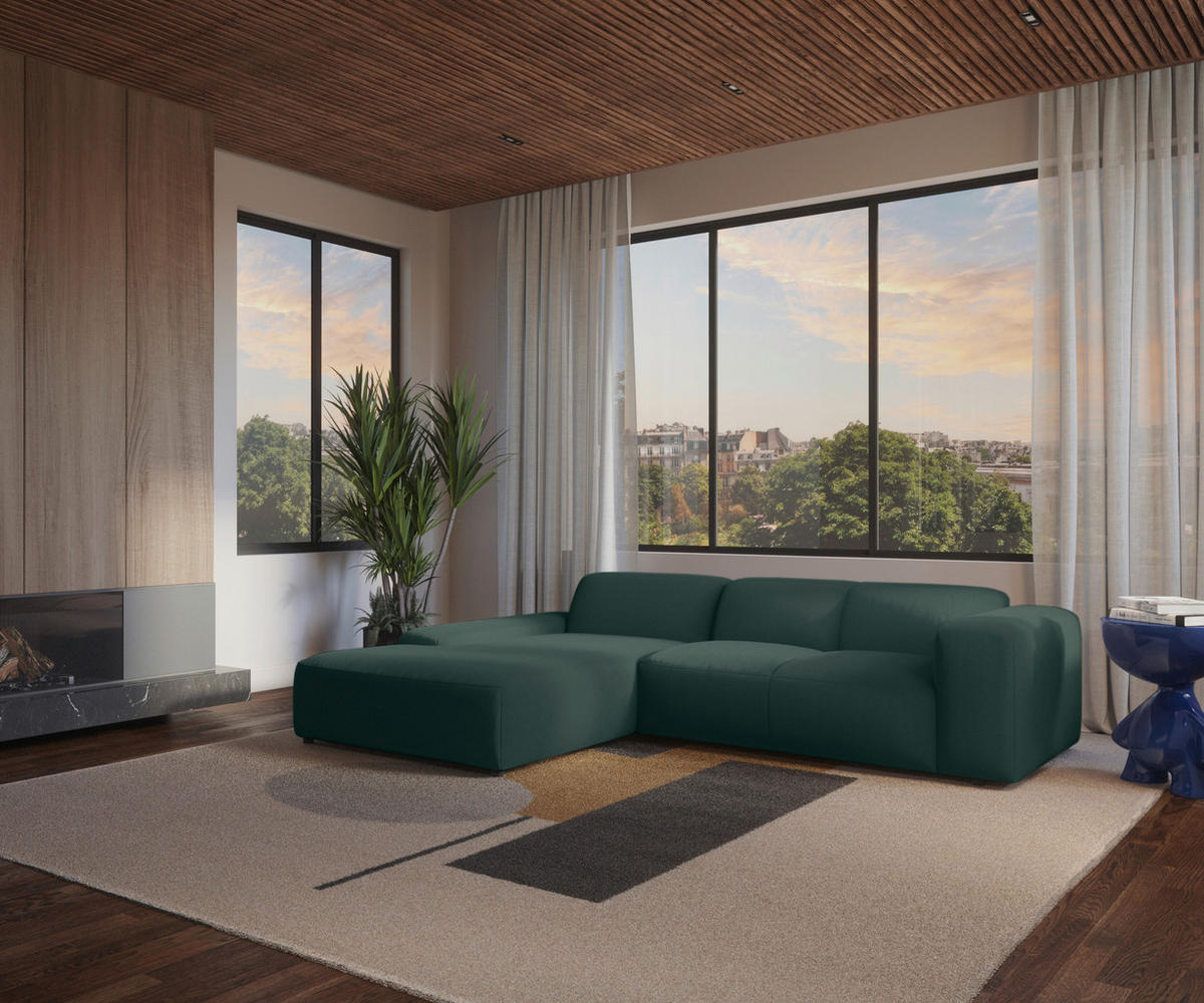 ECKSOFA HANNAH Grün Cord  - Schwarz/Grün, Design, Kunststoff/Textil (200/304cm) - MID.YOU