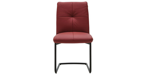 SCHWINGSTUHL Echtleder Rot, Schwarz - Rot/Schwarz, Design, Leder/Metall (50/87/59cm) - Dieter Knoll