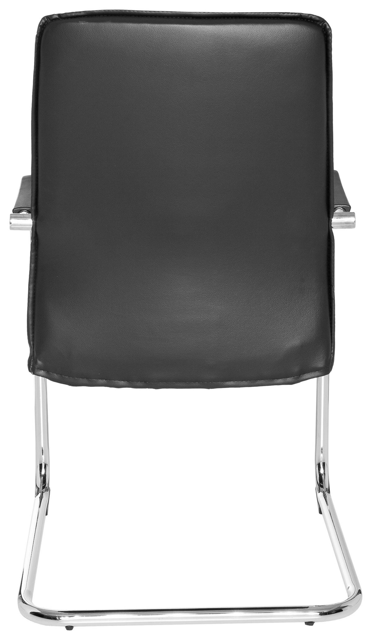 BESUCHERSTUHL  in Lederlook Schwarz  - Chromfarben/Schwarz, MODERN, Kunststoff/Textil (56/97/46cm) - MID.YOU