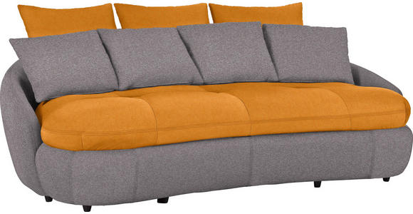 MEGASOFA in Textil Grau, Orange - Schwarz/Orange, Design, Kunststoff/Textil (238/80/143cm) - Hom`in