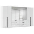 DREHTÜRENSCHRANK 400/223/61 cm,  in Weiß, 8-türig  - Chromfarben/Schwarz, Basics, Glas/Holzwerkstoff (400/223/61cm) - Novel