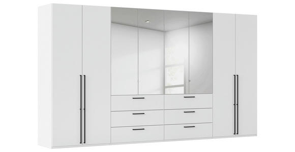 DREHTÜRENSCHRANK 400/223/61 cm,  in Weiß, 8-türig  - Chromfarben/Schwarz, Basics, Glas/Holzwerkstoff (400/223/61cm) - Novel
