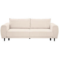 SCHLAFSOFA  in Chenille Creme  - Creme/Schwarz, KONVENTIONELL, Holz/Textil (245/85/92cm) - Livetastic