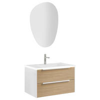 BADEZIMMER 3-teilig  in 80,5 cm  - Eichefarben/Weiß, Design, Holzwerkstoff/Stein (80,5cm) - Musterring