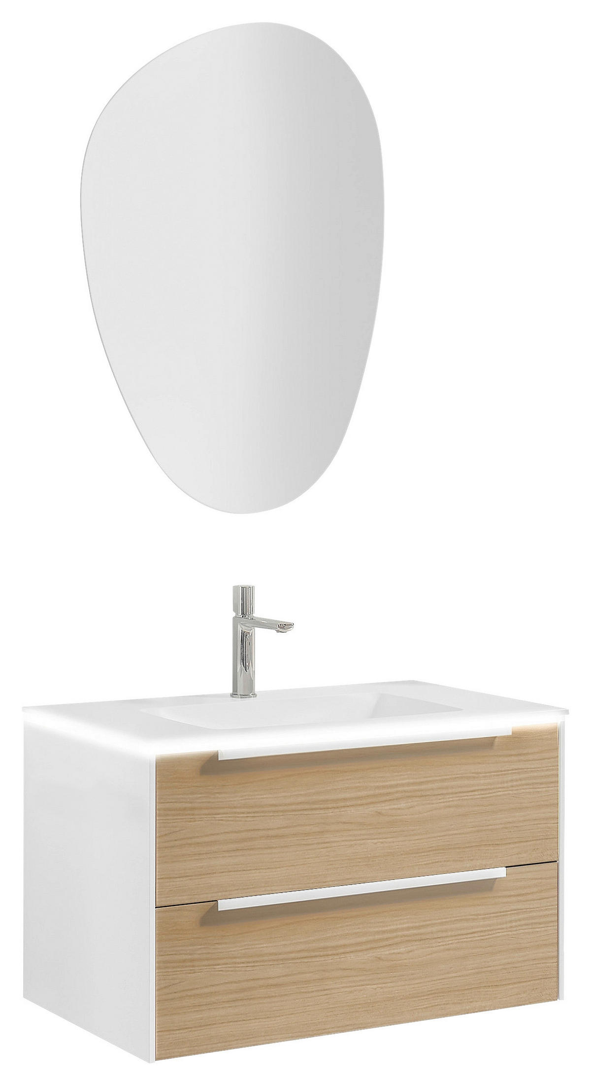 BADEZIMMER 3-teilig  in 80,5 cm  - Eichefarben/Weiß, Design, Holzwerkstoff/Stein (80,5cm) - Musterring