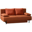 SCHLAFSOFA Webstoff Terracotta  - Terracotta/Schwarz, KONVENTIONELL, Textil/Metall (197/88/89cm) - Novel