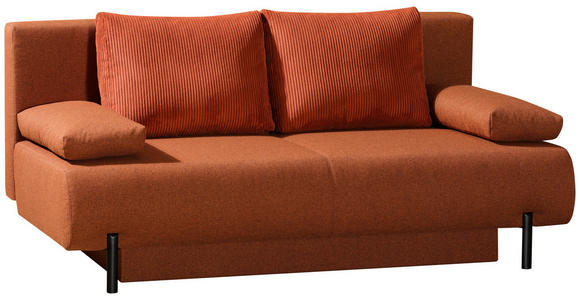 SCHLAFSOFA Webstoff Terracotta - Terracotta/Schwarz, KONVENTIONELL, Textil/Metall (197/88/89cm) - Novel