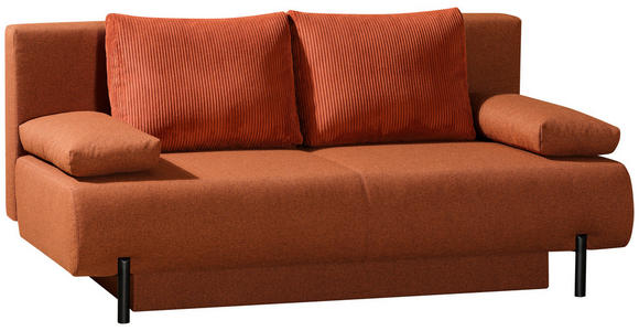 SCHLAFSOFA Webstoff Terracotta  - Terracotta/Schwarz, KONVENTIONELL, Textil/Metall (197/88/89cm) - Novel